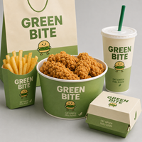 Conteneur jetable en carton personnalisé avec logo pour emballage alimentaire (burgers, tendres de poulet, frites) – Idéal pour les entreprises de livraison à emporter