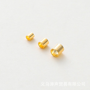 Gold Plated <b>Copper</b> Tube Beads For <b>Bracelet</b> Making Flat Round Jewelry Findings 14K Color Preserving Genuine Gold DIY Accessories - Product Image 1