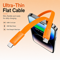 Kabel Data Pengisian Cepat 30W USB-C ke 8-pin 1M Slim Flat Nylon Braided untuk iPhone iPad