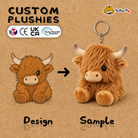 Vente chaude : Jouets en peluche vache des Highlands, porte-clés personnalisé en peluche vache des Highlands à poils longs pour le soulagement de la douleur et du stress, et comme cadeau