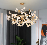 Lustre en céramique moderne à feuilles de ginkgo longues, personnalisé, pour hôtel, villa, décoration d'escalier, APCITL