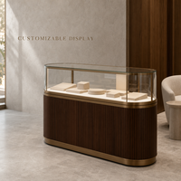 Comptoir de présentation de bijoux en bois moderne personnalisé avec éclairage LED pour salles d'exposition, magasins de détail et marques