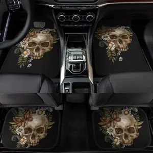 4Pcs Car Floor Mats Butterfly Daisy Skeleton Automotive Mats Rubber Non-Slip Floor Mat Car Accessories Fit for SUV Van Truck Car