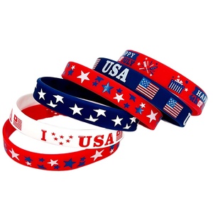 Yêu Nước Đảng kỷ niệm cao su dây đeo cổ tay USA cờ Silicone Vòng đeo tay in màu cho ngày lễ sự kiện xuyên biên giới - Product Image 2