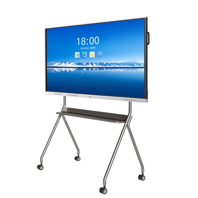 QDE Multi-functional Mobile TV Trolley Interactive Flat Panel Mobile Floor Stand Living Room Balcony Mobile TV Cart Stand