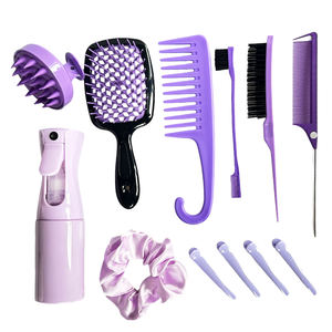 12 pezzi una spazzola per massaggio del cuoio capelluto districare il flacone Spray a pettine cavo viola rosa nero - Product Image 1