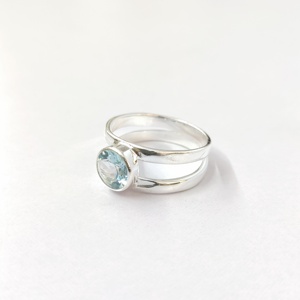 Bague en quartz bleu, argent sterling 925, bague en pierre précieuse, quartz bleu, collection artisanale, bagues fines, bijoux en argent, prix de gros - Product Image 6