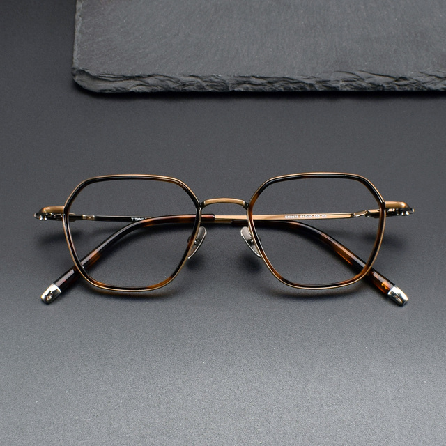 SH0076 Big Head Series Vintage Polygonal Solid Acrylic Full-Rim Pentagonal Eyeglass Frame Unisex Suitable High Prescription