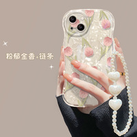 Papier papillon tulipe pailleté avec dragonne TPU étui pour téléphone portable pour Iphone 6 7 8 X Xr XS 11 12 13 14 15 16 Pro Max