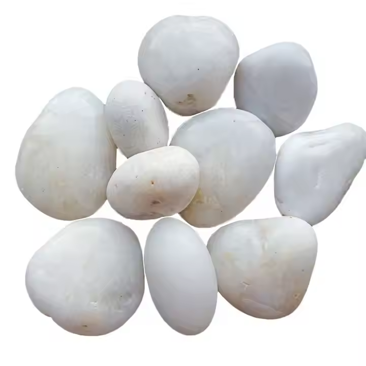 Modern Natural Cobble High-Polished Snow White Quartz Glass Pebbles for Outdoor Landscaping and Garden Decoration