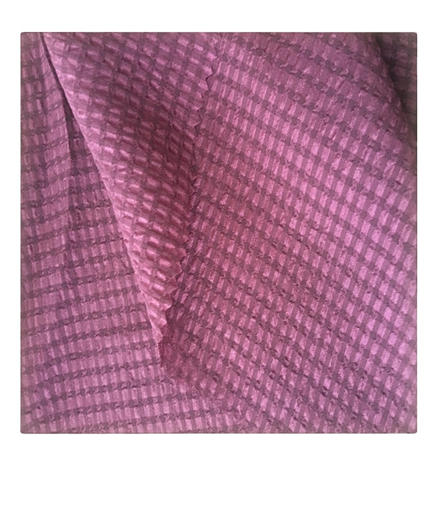 Клетчатая шелковая катионная шифоновая пузырьковая крепированная ткань Ripstop из полиэстера