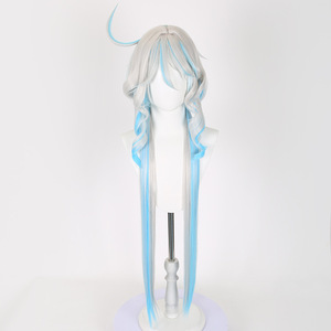วิกผมยาว80ซม. สีขาวหยิกสีฟ้าผสม genshin impact Anime focalors วิกคอสเพลย์สังเคราะห์อุปกรณ์ประกอบฉากวิก - Product Image 2