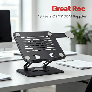 Support Ergonomique pour Ordinateur <span class=keywords><strong>Portable</strong></span> avec <span class=keywords><strong>Ventilateur</strong></span> de Refroidissement Magnétique, <span class=keywords><strong>Plateau</strong></span> Téléphone Magnétique Rétractable, Rehausseur <span class=keywords><strong>Portable</strong></span> 3-en-1 pour Ordinateurs Portables de 10 à 17 Pouces - Product Image 2