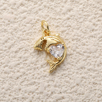 Breloques tendance en zircon incrusté, motifs poisson, tortue, coquillage, étoile de mer, plaqué or 14 carats, pendentifs marins pour colliers et bracelets