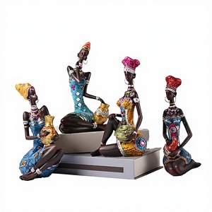 Creative European-Style Handmade Eco-friendly Alien Character Sculpture African Black <b>Ornaments</b> Resin Crafts Christmas Halloween - Product Image 2