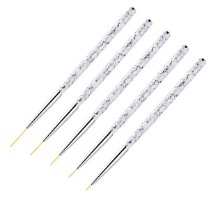 Lot de 5 pinceaux à ongles en céramique blanche avec manche acrylique, transparents, pour peinture, dessin et détails, outils de manucure et nail art en gros - Product Image 2
