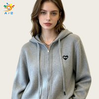 AJB 2026 Neuerscheinung Damen Doppelreißverschluss Kapuzen-Kaschmir-Strickjacke Langarm Übergroß Locker Sitzend Lässig Atmungsaktiv Winter-Strick