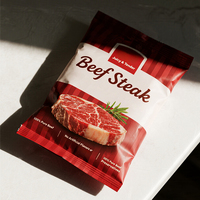 Sac d'emballage alimentaire refermable, imprimé sur mesure, recyclable, de qualité alimentaire, résistant à l'humidité, pour steak, bœuf, fruits de mer, poisson
