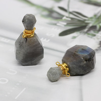 Pierre de cristal de labradorite naturelle de haute qualité pour les femmes pendentif de bouteille de parfum à hautes facettes pour diffuseur poli Feng Shui