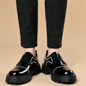 Zapatos de cuero de lujo con suela gruesa, antideslizantes, impermeables, que aumentan <span class=keywords><strong>la</strong></span> altura, con parte superior brillante y cómodos para negocios. - Product Image 4