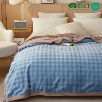 Couverture polaire double couche en fausse fourrure de lapin imprimée, douce, écologique, à motif jacquard, avec dos en polaire, pour vente en gros