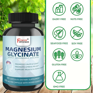 Fabricante de Suplementos de Glicinato de Magnesio al por Mayor, Vitamina para Dormir y Calmar, 90 Cápsulas de Glicinato de Magnesio - Product Image 3