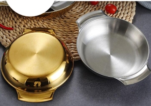 Stainless Steel Korean Style Multi-function <strong>Paella</strong> <strong>Pan</strong> Sliver Kitchen Cooking <strong>Pan</strong> - Product Image 3