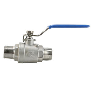 Vanne à bille à double filetage externe en acier inoxydable 304, deux pièces, passage intégral, qualité alimentaire, sécurité, double extrémité - Product Image 2