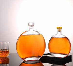 Bouteille de vin vide avec forme ronde plate Bourgogne 250ml 500ml Bouteille de liqueur <span class=keywords><strong>Magnum</strong></span> avec matériau en verre transparent Vente en gros - Product Image 4