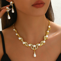 Collier et Boucles d'Oreilles Pendante Élégants en Alliage pour Femme, Tendance Transfrontalière pour Mariage, Fête, Fiançailles; Robe de Mariée