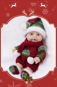 Nouvelle poupée Reborn mignonne de 25 cm, en caoutchouc souple, avec chapeau tricoté sur le thème de Noël, cadeau en gros - Product Image 5