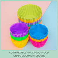 Offre Spéciale 24 pièces/sac de qualité alimentaire Muffin Silicone tasse coloré cuisson gâteau tasses Cupcake doublures gâteau outils