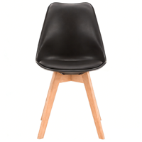 Chaises de salle à manger d'intérieur en gros, chaise de salle à manger moderne en plastique avec coussin, chaise avec pieds en bois de hêtre pour la salle à manger à domicile
