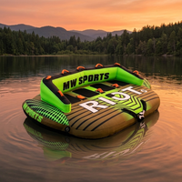 Bateau gonflable tractable 4 places pour sports nautiques, tube de bateau pour 3-4 personnes, positions assises ou accroupies, nylon 840D de qualité commerciale robuste