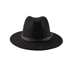 Winter mode warme Frauen Männer Jazz Hut Farbe und Logo anpassbare Fedora Hüte große breite Krempe Fedora Hüte Unisex