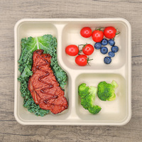 Plateau à compartiment à bagasse biodégradable jetable, plaque divisée en pulpe de canne à sucre pour cafétéria, buffet et service de traiteur