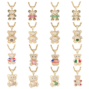 Venta al por mayor OEM ODM Hip Hop Colgantes y dijes de latón chapados en oro de 14k con circonita en forma de corazón y diseño de oso de peluche para unisex - Product Image 5