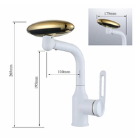 Robinet de lavabo de salle de bain de luxe en acier inoxydable poli, mitigeur chaud/froid à haut arc pour lavabo sur colonne, idéal pour projets de villas