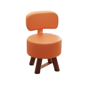 Taburete Pequeño <span class=keywords><strong>de</strong></span> Madera con Respaldo, Estructura Resistente, Asiento Acolchado Suave - Diseño Moderno para Sala <span class=keywords><strong>de</strong></span> Estar y Dormitorio, Banco para Cambiar Zapatos - Product Image 5