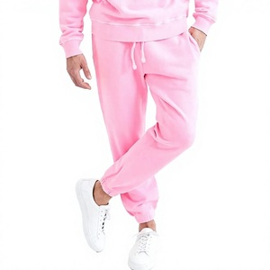 Conjunto Deportivo de Algodón Rosa para Hombre, Sudadera con Capucha de Manga Larga, Color Sólido, Informal, con Bolsillos Laterales, Pantalones Deportivos con Cintura Elástica, Transpirable para Invierno - Product Image 6