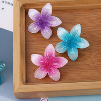 Nouvelles pinces à cheveux en plastique TAIMENG, design floral hawaïen frangipanier et hibiscus, pour femmes, rose/violet/bleu brillant