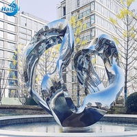 Sculpture moderne en acier inoxydable, sculpture globe terrestre en acier inoxydable, sculpture cercle de jardin en acier inoxydable