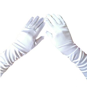 Guantes de Baile Largos de Spandex/Poliéster Color Blanco Perla para Niñas, para Bodas, Comunión, Elegantes, de Princesa - Product Image 3