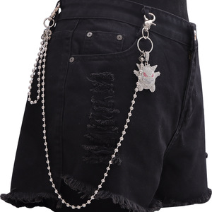 Collar de moda Hip Hop de dibujos animados con colgante de Gengar, cadena de cuentas de una sola capa, plata, aleación de zinc con engaste pavé - Product Image 3