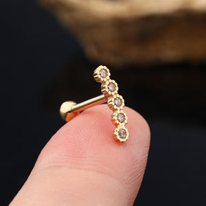 टोपोश रॉक 14K सॉलिड गोल्ड क्लियर सीजेड नोज़ रिंग लैब्रेट शंख हेलिक्स डेथ स्टड कार्टिलेज इयररिंग्स ट्रैगस ईयर पियर्सिंग ज्वेलरी - Product Image 6