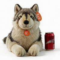 Peluche Loup Réaliste en Gros d'Usine en Stock, Animal en Peluche Brodé, Coton PP, Personnalisé OEM ODM, Cadeau pour Enfants