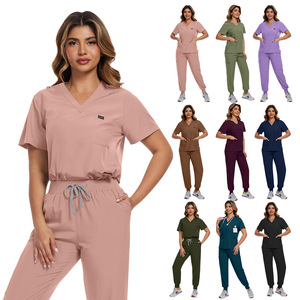 Conjunto de Uniformes Médicos Tejidos Unisex 42122 |   Conjunto de Blusa de Manga Corta con Cuello en V de Secado Rápido y Pantalones con Cordón y Múltiples Bolsillos para Hospital y Consultorio Dental - Product Image 4