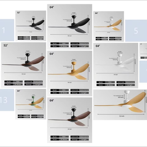 Quạt Trần với điều khiển từ xa không có đèn, hiện đại Reversible BLDC động cơ trong nhà ngoài trời 3 ABS Blades Quạt trần - Product Image 1