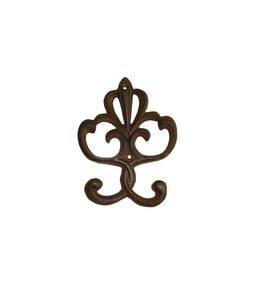 Ferme Métal artisanat Fonte Tulipe <span class=keywords><strong>Fleur</strong></span> <span class=keywords><strong>de</strong></span> lis Style Français Floral Mur Crochet Rustique Brun double crochets restauré Victorien - Product Image 1
