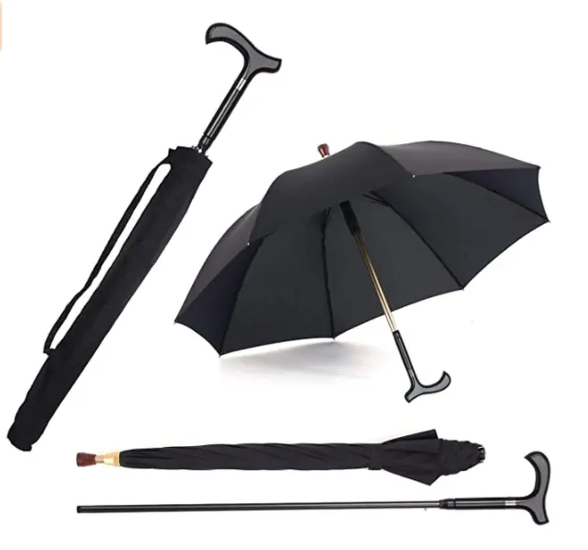 Bâton de marche antidérapant pour hommes, classique, de haute qualité, coupe-vent, longue manche, équipement de pluie, parapluie créatif canne d'escalade